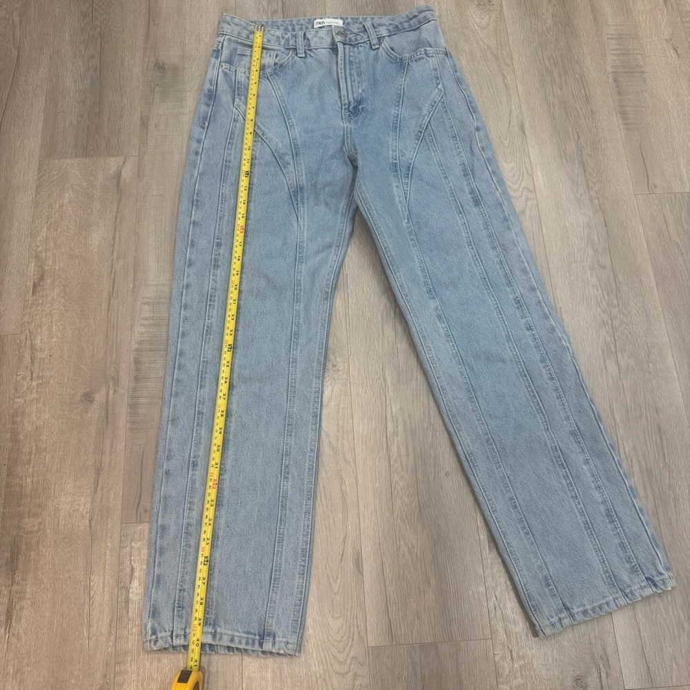 Zara Mugler Inspired Blue Straight Leg Jeans Size US 8 Euro 40 - Picture 8 of 11